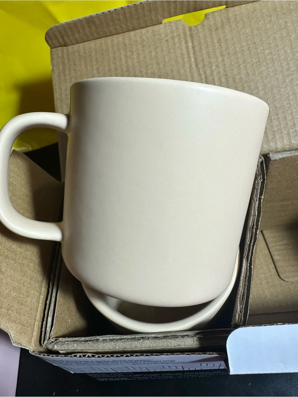 Matte Mugs -tan Set of 2 very nice coffee cups or tea new in the box